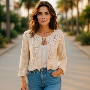 Light Pink Long Sleeve Knit Camisole Sweater